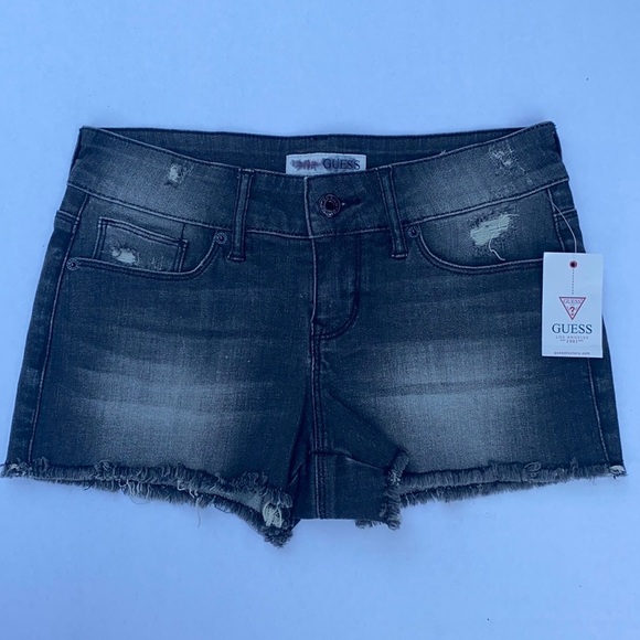 New GUESS Cut Off Denim Black Short SZ 27 - Picture 1 of 7